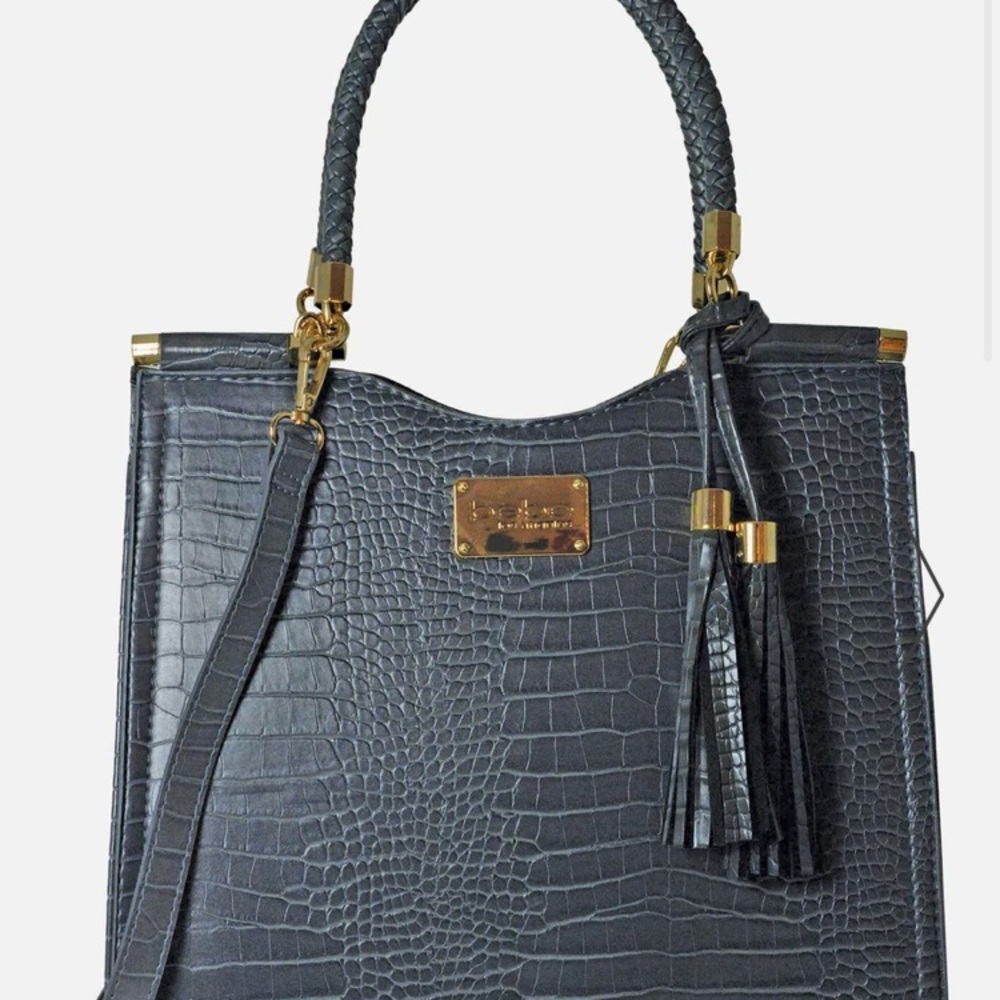 Bebe Natalie Croco Shopper Satchel Handbag